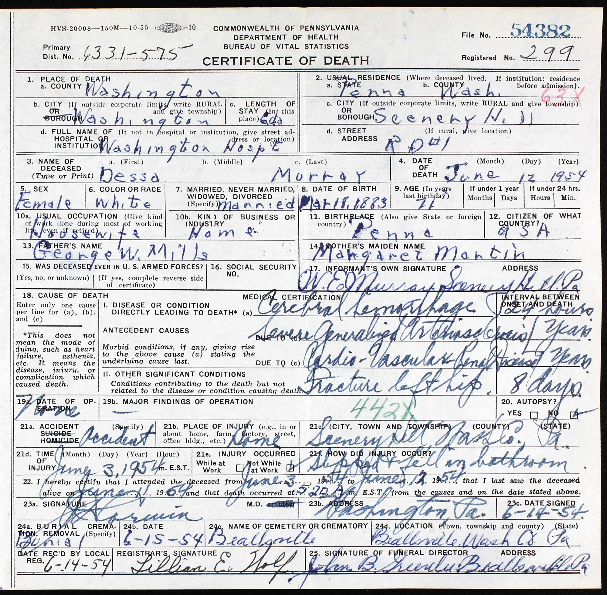 death certificate